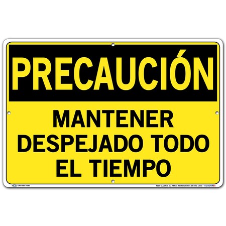 Vestil Aluminum Composite Sign, 12-1/2" Height, 18-1/2" Width, Aluminum Composite, Rectangle, Spanish SI-C-34-D-AC-130-S